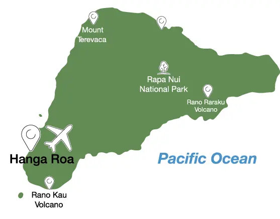 Mapa Isla de Pascua Rapa Nui - destinos y puntos de interés de la isla